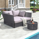 Outdoor Rope 2 Seater Patio Daybed With Side Table