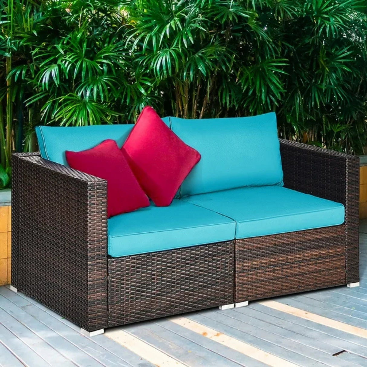 Outdoor All-Weather Rattan Wicker Double Seater Sofa