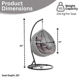 Single Seater Rattan & Wicker Swing (Grey)