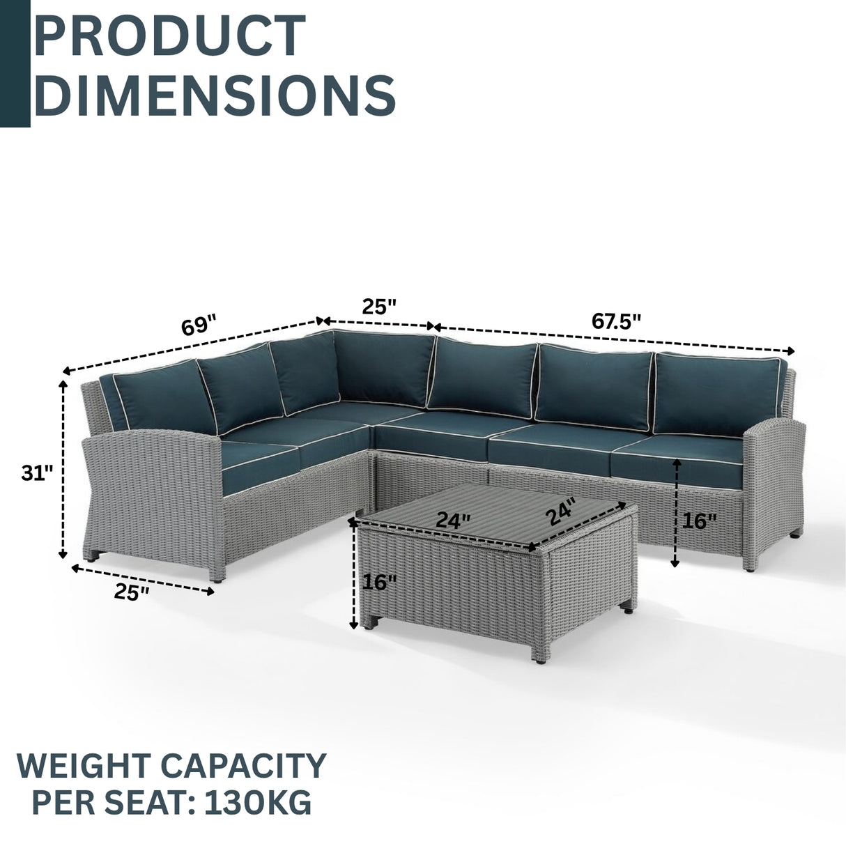 L-Shape Outdoor Wicker Sofa Set