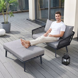 2-Piece Outdoor Rope Loveseat Sofa With Ottoman