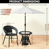 Outdoor Wicker 3-Piece Patio Set with Outdoor Umbrella