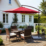 9 Ft Outdoor Offset Cantilever Patio Umbrella with Marble Base
