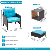 Outdoor 5 Piece Patio Wicker Furniture Set