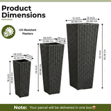Outdoor Black Wicker Planter Set of 3