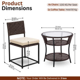5-Piece Outdoor Wicker Patio Furniture Set (Dark Brown & Cream)