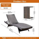Outdoor Rattan Wicker Lounge Chairs Set of 2 with Matching Side Table