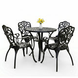 Outdoor Cast Aluminum 5-Piece Patio Conversation Set (Black)