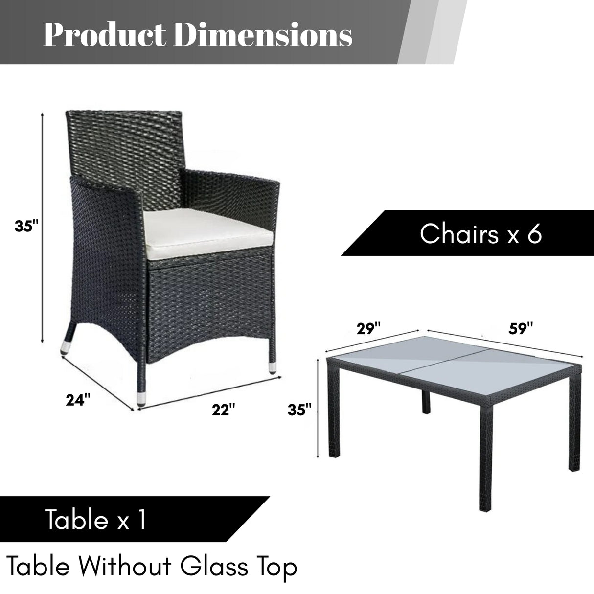 7-Piece Outdoor Rattan Wicker Dinning Table Set