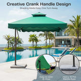 10ft Side Pole Square Shape Outdoor Umbrella With Granite Base (Green)