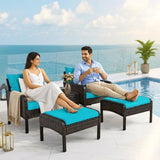 Outdoor Wicker 5-Piece Patio Sofa Set