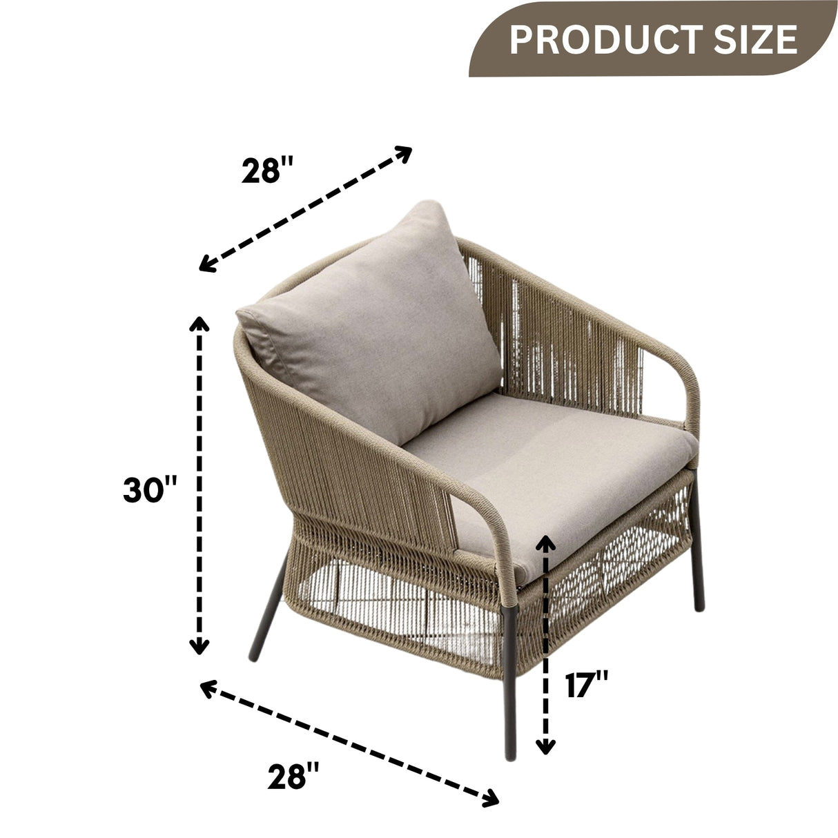 2-Piece Outdoor Rope Single Seater Sofa