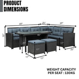 5-Piece Wicker Patio Conversation Set (Dark Brown/ Cyan Blue)