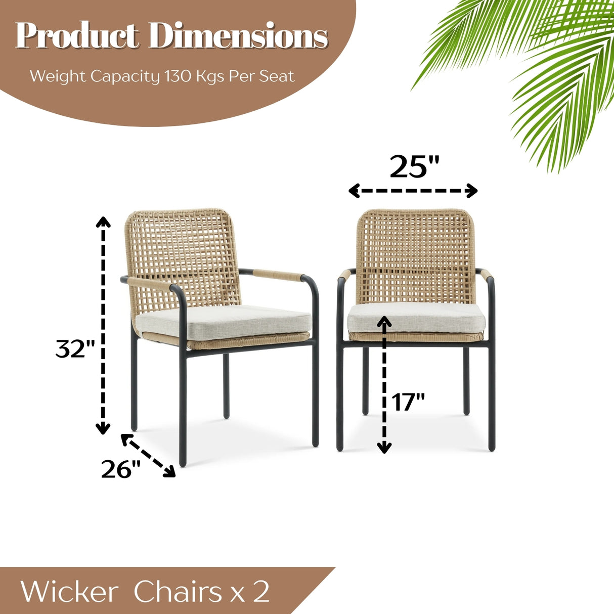 2-Piece Outdoor Rattan Wicker Patio Chairs