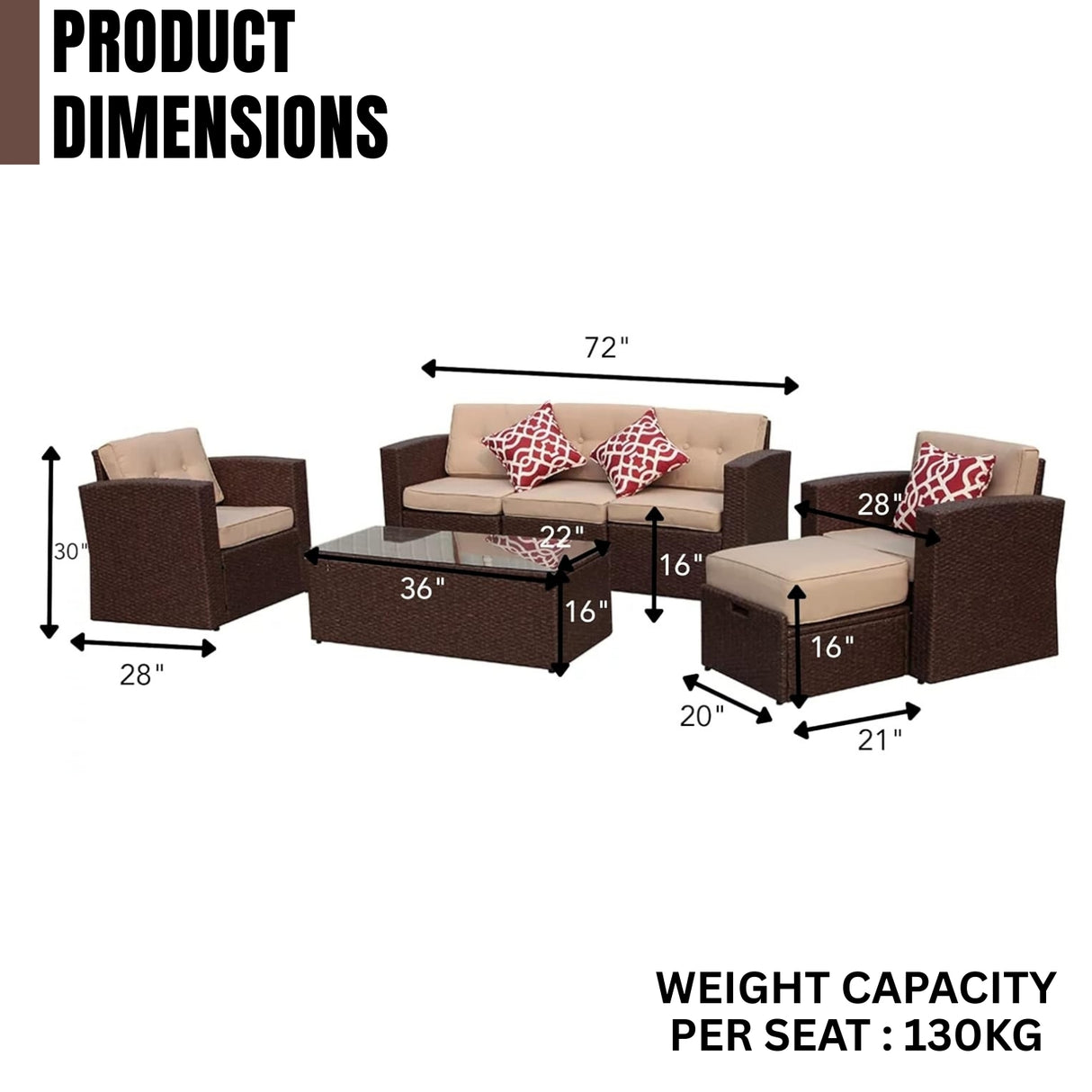 Outdoor Rattan Wicker Sectional 6-Seater Sofa Set