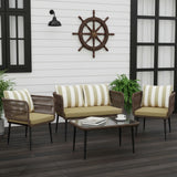 Outdoor 4-Seater Rope Conversation Set(Brown & Cream)
