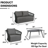 4-Piece Outdoor Braid & Rope Sofa Set (Grey)