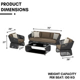 Outdoor Braided Rope Sofa Set With 2-Tier Glass Top Table