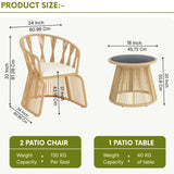 Outdoor Rope 3-Piece Patio Set (Beige & Off-White)