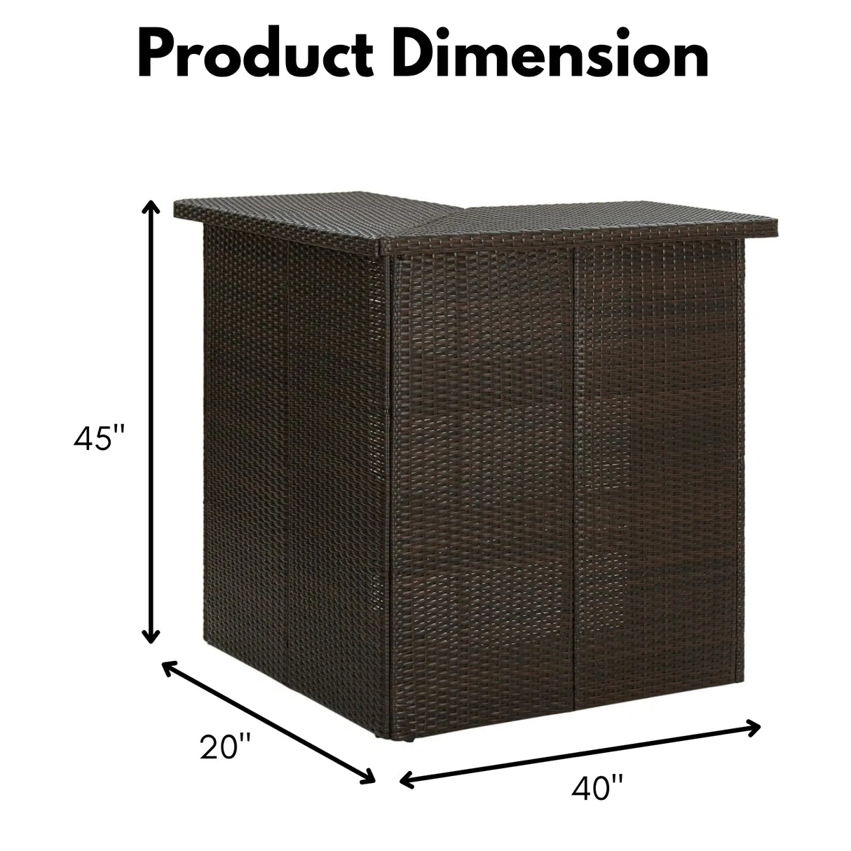 Outdoor Rattan Wicker Bar Table With Storage Selves