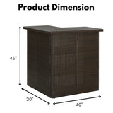 Outdoor Rattan Wicker Bar Table With Storage Selves