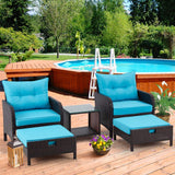 Outdoor 5 Piece Patio Wicker Furniture Set
