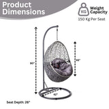 Single Seater Rattan & Wicker Swing (Grey)