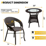 5-Piece Outdoor Rattan Wicker Patio Bistro Set