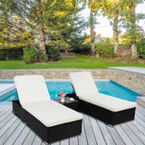 Outdoor Wicker Lounge Chairs Set of 2 With Side Table