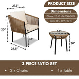 Outdoor Rope Patio Set with Glass Top Table