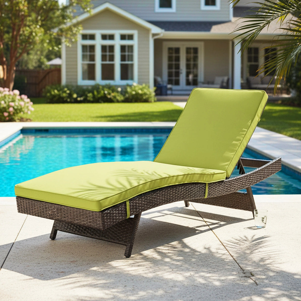 Outdoor Rattan Wicker Chaise Lounger For Poolside