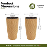 2-Piece Outdoor Wicker Planter Set (Beige)