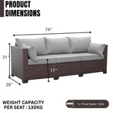 3-Seater Outdoor Rattan Wicker Patio Sofa