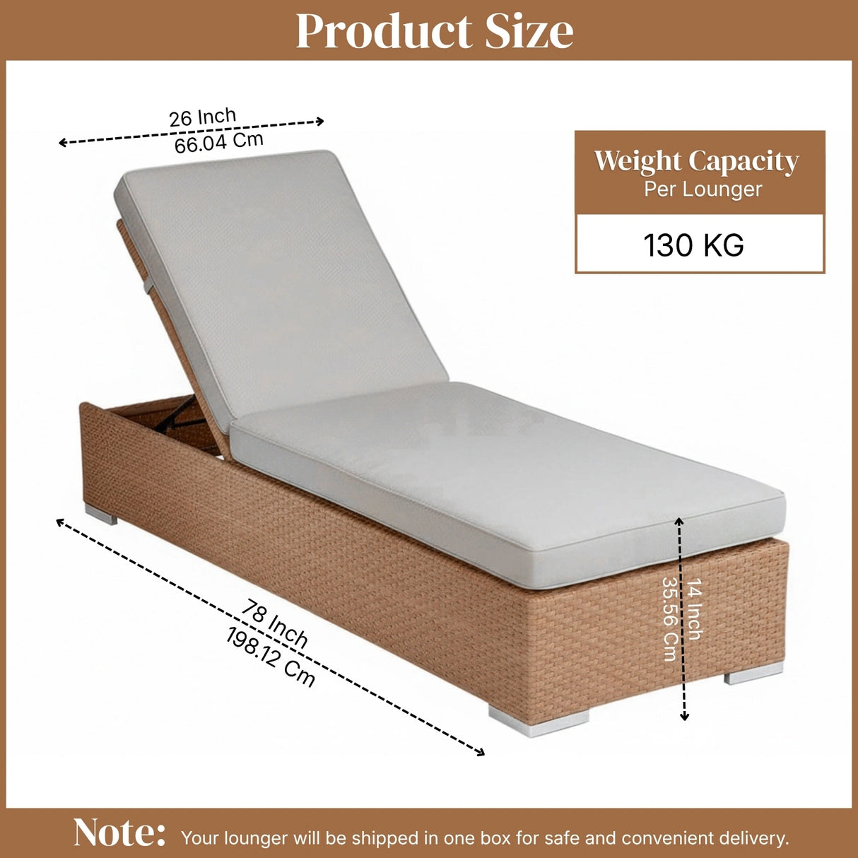 Outdoor All-Weather Rattan Wicker Lounger (Beige & Grey)