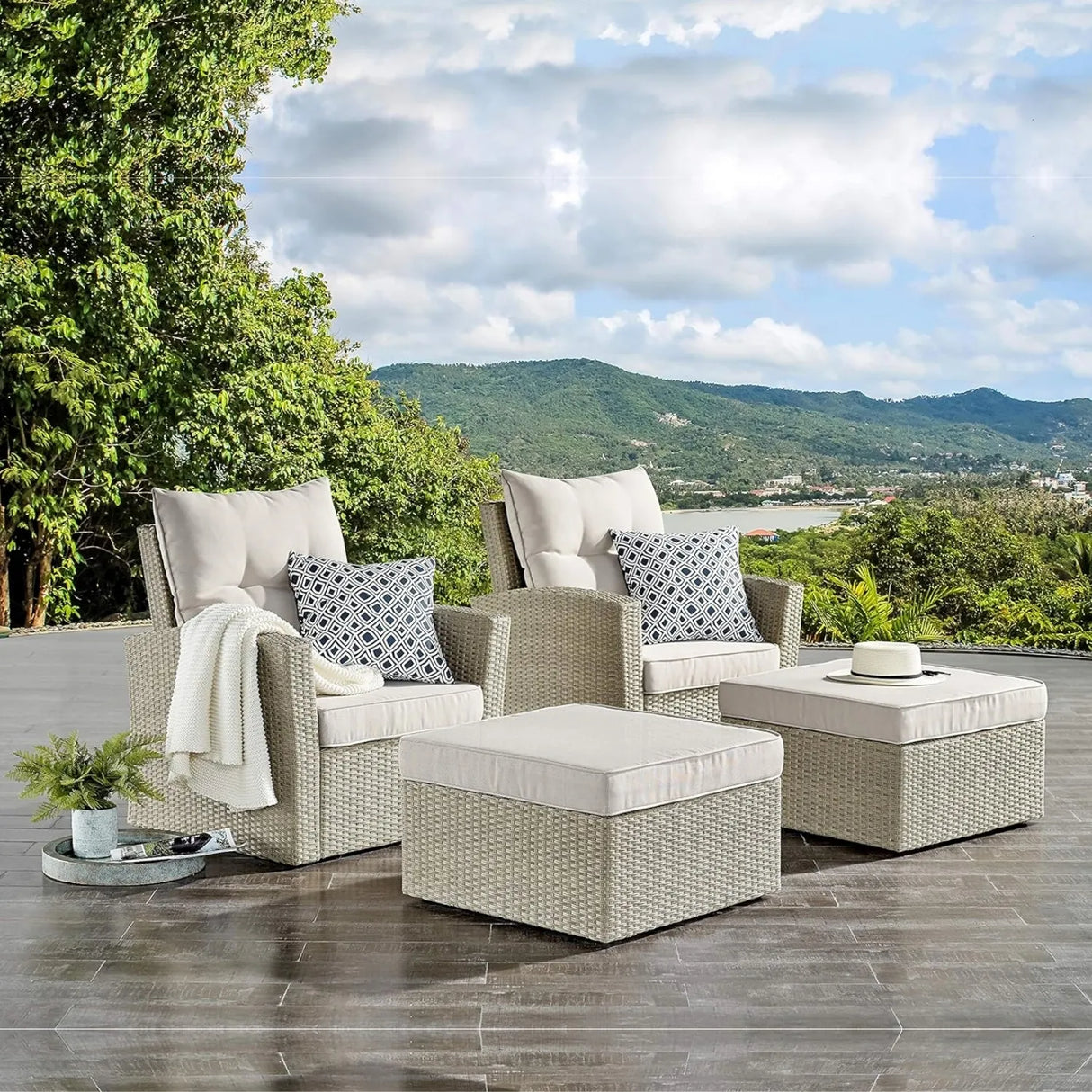 Outdoor Rattan Wicker 4-Piece Patio Sofa Set