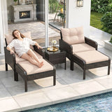 Outdoor Wicker 5-Piece Patio Sofa Set