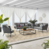 4 Piece Outdoor Rope Sofa Set with Wooden Top Table