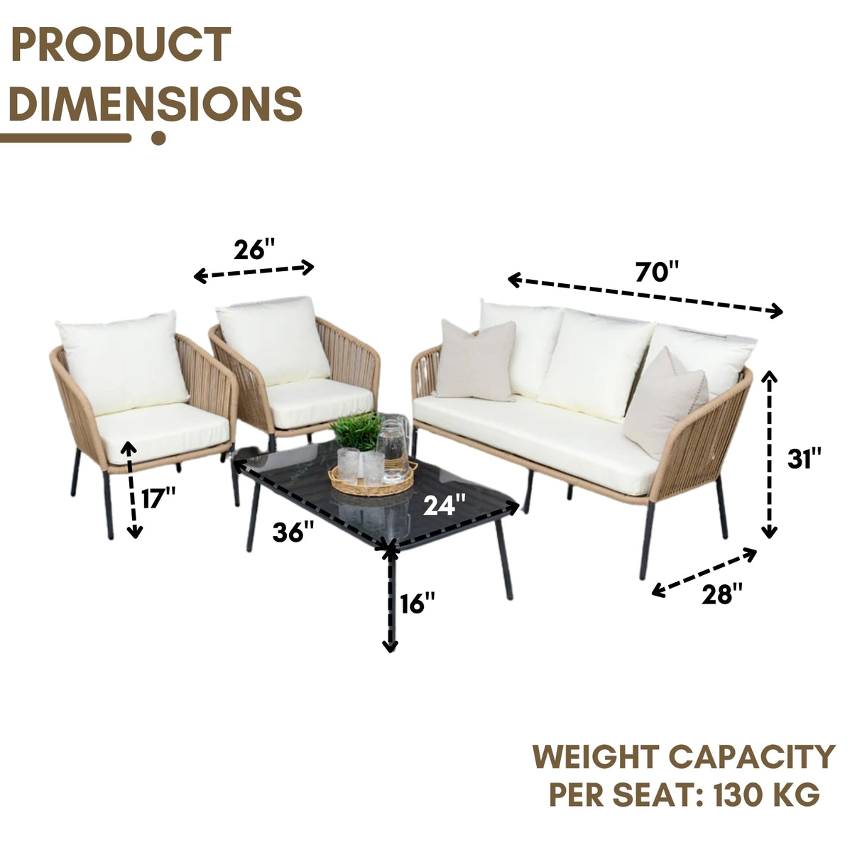 5-Seater Outdoor All-Weather Rope Sofa Set