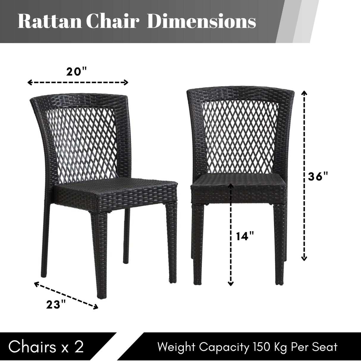 Outdoor Rattan Wicker Patio Dining Chairs
