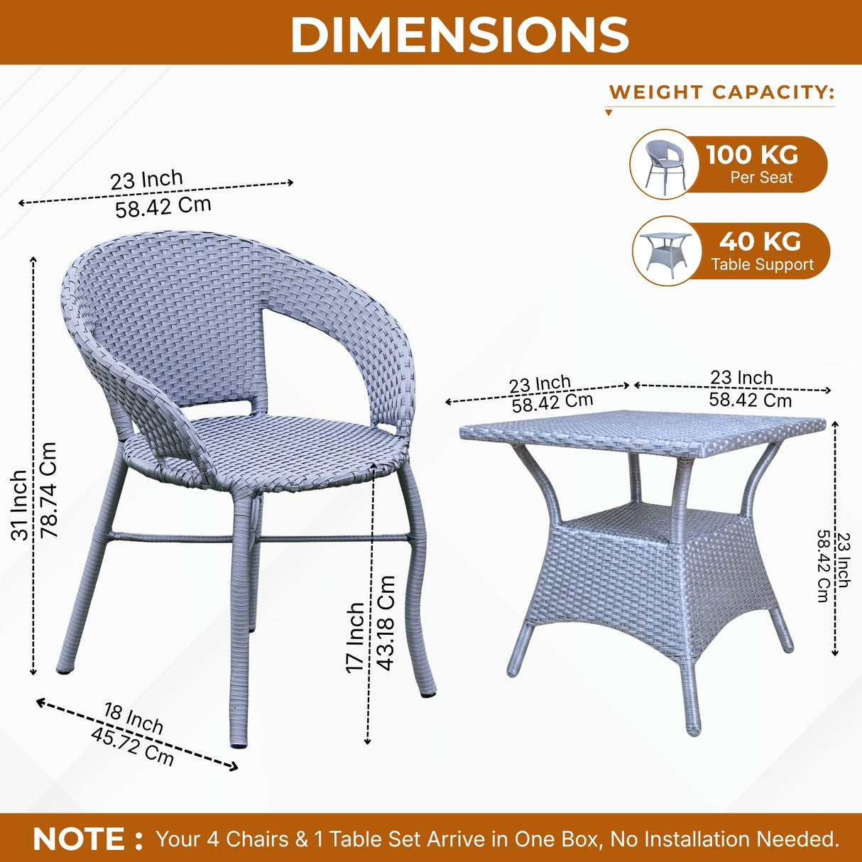 Outdoor Rattan Wicker 5-Piece Patio Furniture Set (Silver Grey)