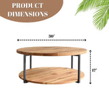 Sheesham Wood Top 2-Tier Round Coffee Table