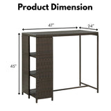 Outdoor Rattan Wicker Bar Table with High-Top Design