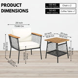 Modern Outdoor Wicker Patio Chair Set with 2-Tier Wooden Top Table