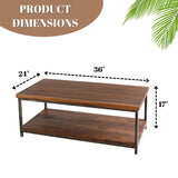 2-Tier Natural Wood Top Center Table