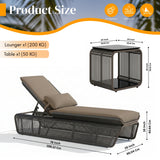 Outdoor Rope Lounge Chair With 2-Tier Table