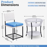 5-Piece Outdoor Wicker Patio Furniture Set (White & Sky-Blue)