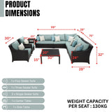 All Weather Outdoor Wicker Garden L-Shape Sectional Conversation Set