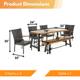 Outdoor All-Weather Resistant Rattan Wicker 6-Piece Dining Set