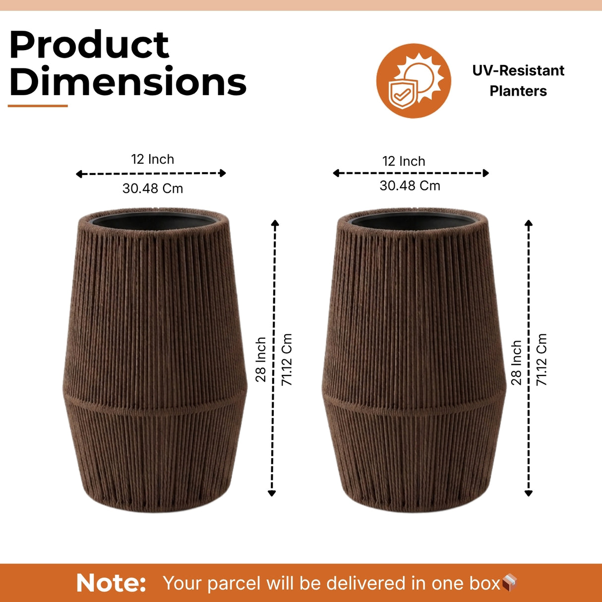 Outdoor Rope Planter Set of 2 (Brown)