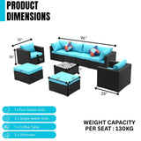 6-Piece Outdoor Conversation Set (Black/Sky-Blue)